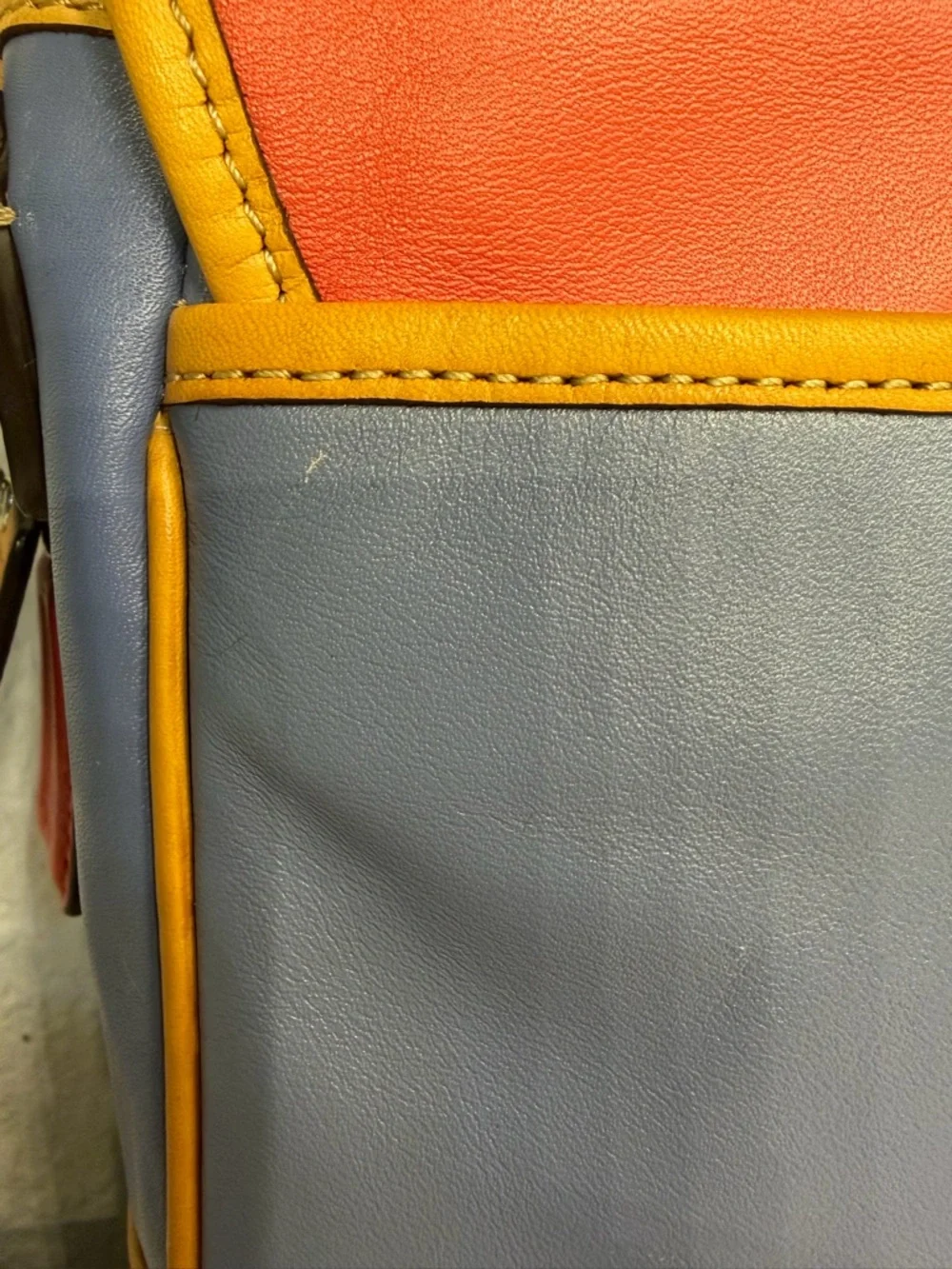 Coach Park Colorblock Leather Crossbody - Red, Blue & Tan Trim #F23383 - Picture 8 of 15